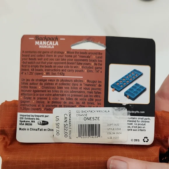 Backpack Mancala Game - Blue and Orange - Picture 3 of 5